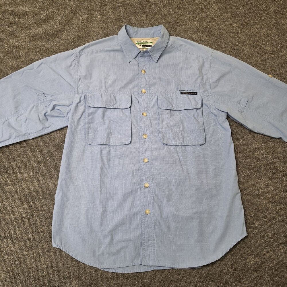 Exofficio Buzz Off Shirt Mens M Blue L/S Button Up Outdoor Fishing Hiking Camp